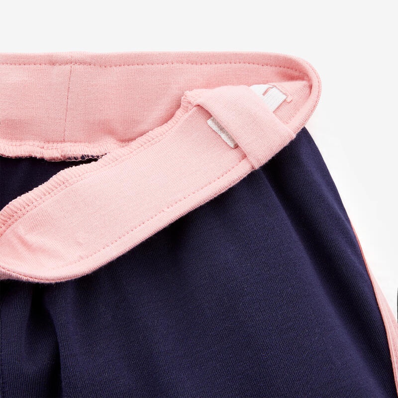 Decathlon DOMYOS Girls' and Boys' Baby Gym Shorts 500 - Navy Blue/Pink - 8595556