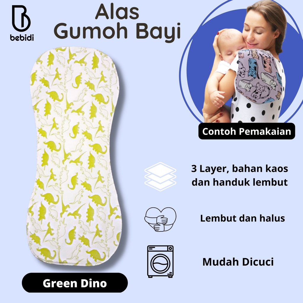 GREEN DINO Alas Gumoh Bayi Kaos Lembut bisa dicuci sapu tangan celemek lap bayi