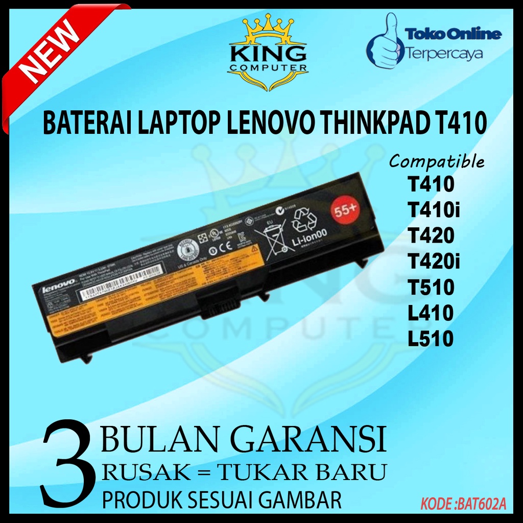 Baterai Original Lenovo Thinkpad T410, T410i, T420, T420i, T510 4.68Ah