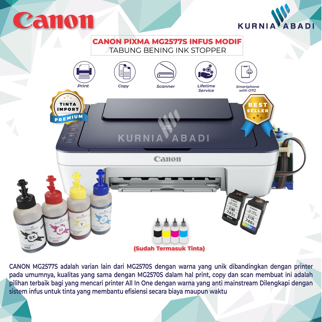 Printer Canon PIXMA MG2570S Infus Print Scan Copy Inkjet Infus Bening