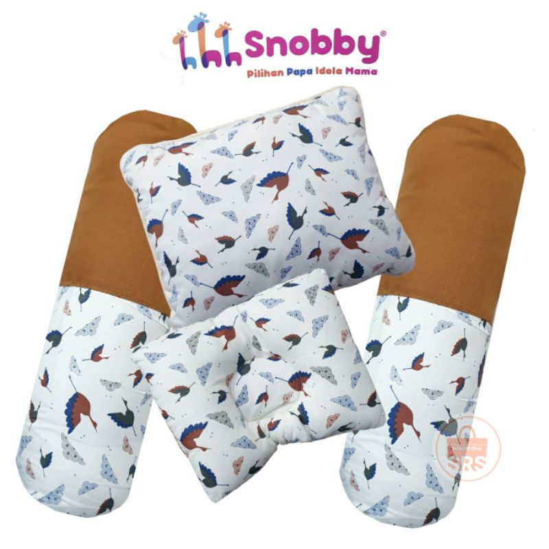 4 in 1 | 3 in 1 | Snobby BANTAL Bayi Set (1 Peyang + 2 Guling) Bantal Guling Baby Summit | Swan Series BANTAL GULING