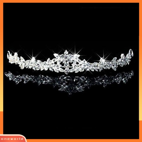 [ONE] Luxury Bridal Jewelry Shiny Rhinestone Cute Flower Crown Necklace Earrings Set