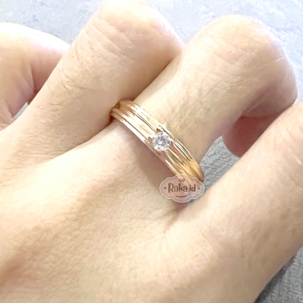 Cincin Wanita Anti Karat Cincin Kawin Cincin Korea Aesthetic Motif Mata Satu Bulat Perhiasan Wanita 1244