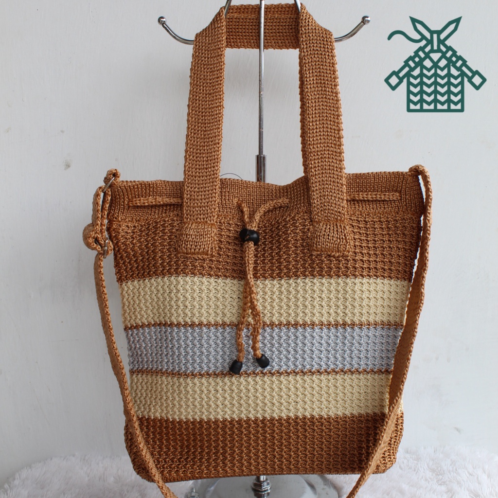 Handbag 2 in 1 rajut / tas selempang rajut dua model / tas rajutan wanita / oleh oleh bandung