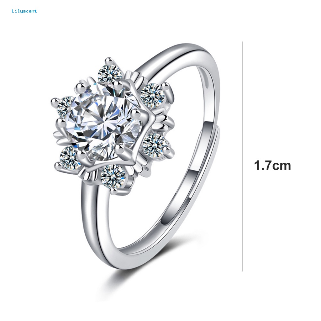 Lilyscent Tembaga Perhiasan Jari Cincin Perhiasan Hadiah Cubic Zirconia Ring Aksesoris Baju Pesta Snowflake