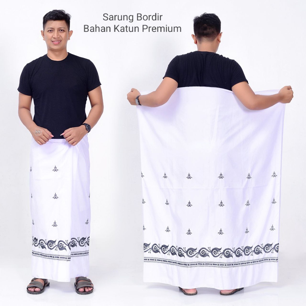 Sarung Katun Bordir Polos Dewasa / Sarung Bordir Aceh Premium / Sarung Wadimor / Sarung Bhs / Sarung Pria