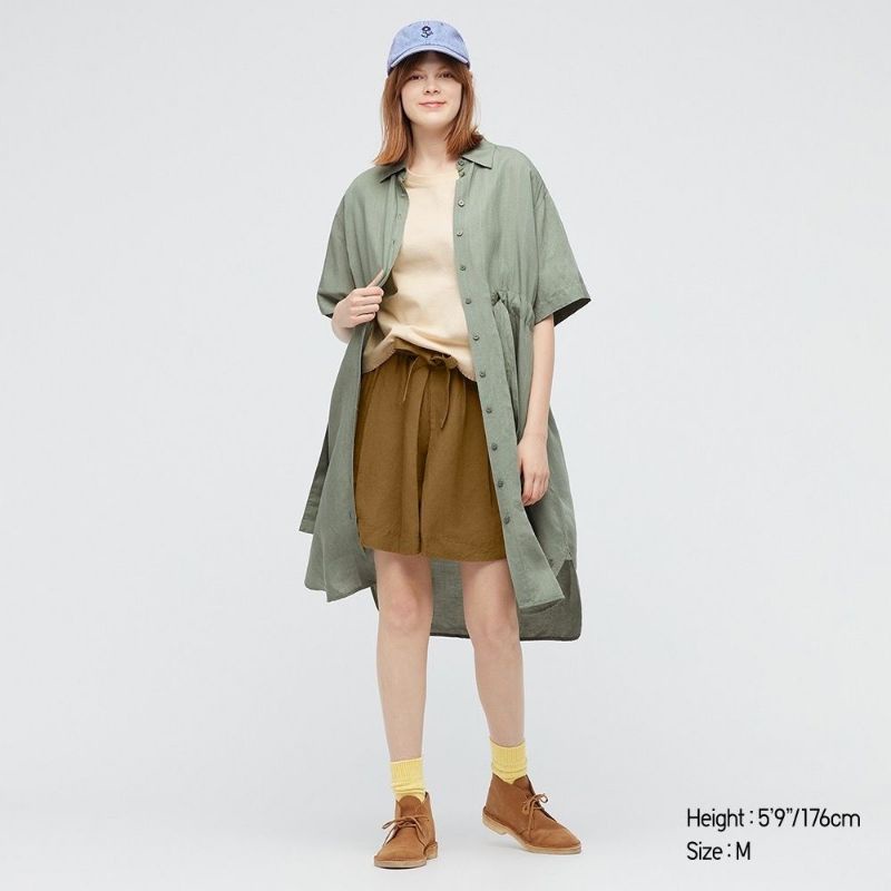 Unq cotton linen shirt dress