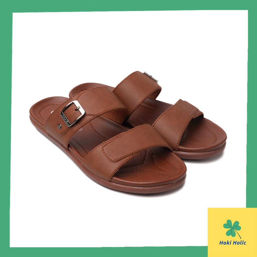 Sandal Kulit Pria Slop Carvil Original - Sendal Slide Pria Kulit Original Carvil