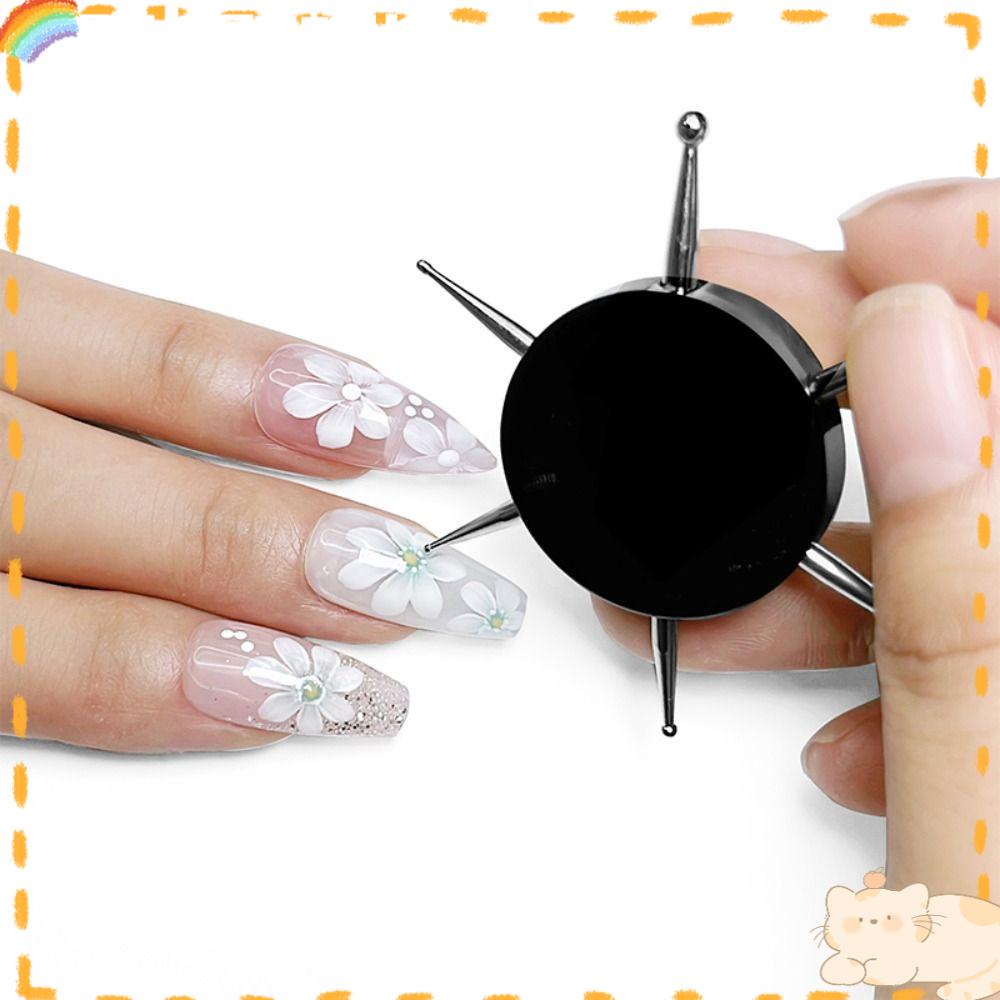 Solighter 2PCs Nail Art Dotting Tools Hitam Nail Point Drill Pen Dot Painting
