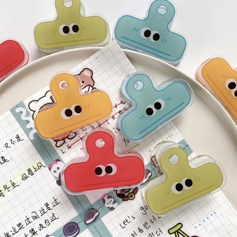 Ekspresi Lucu Memo Klip Pengikat Akrilik Chip Foto Stempel Kertas Klip Kawaii Makanan Bag Seal Storage Clamp