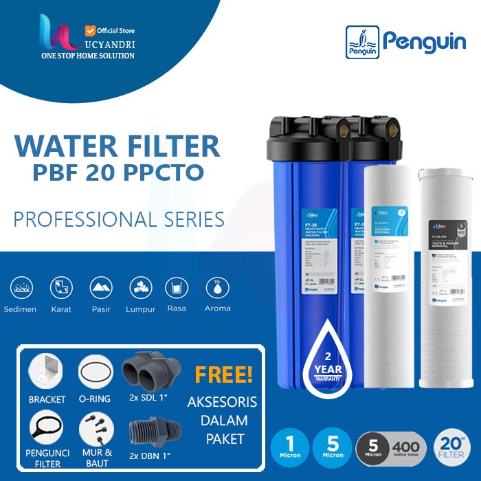 Paket Penguin FB-20 PP + CTO Filter Kotoran / Saringan &amp; Penjernih Air