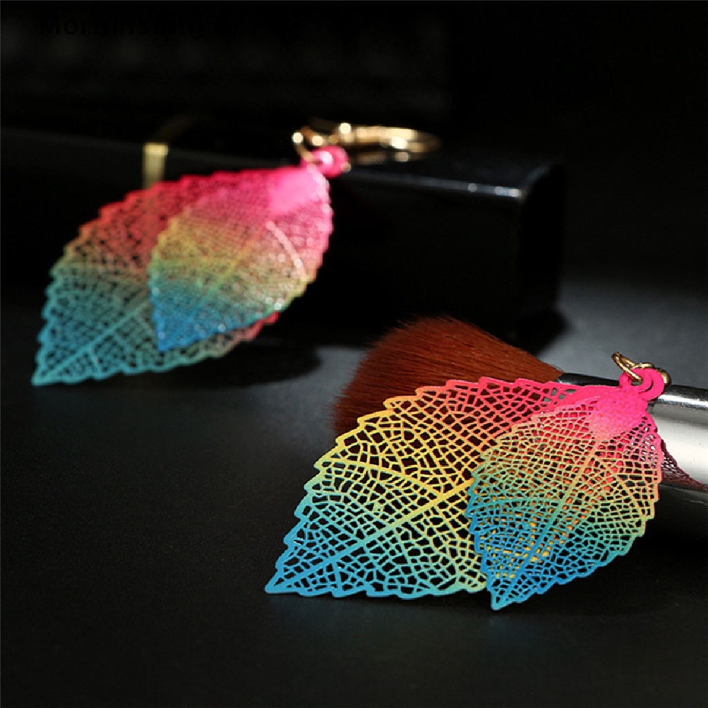 Mornin Boho Long Leaf Leaves Drop Menjuntai Anting Ethic Multicolor Anting Besar Perhiasan id