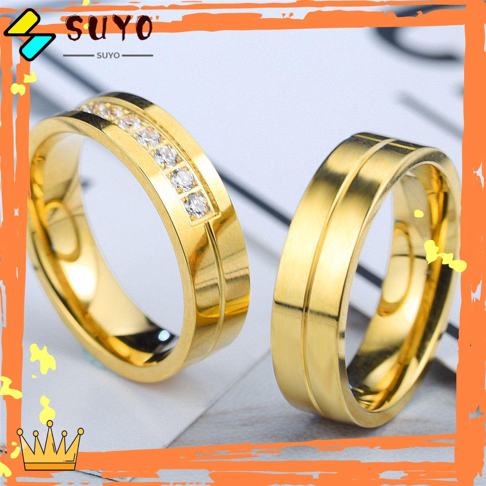 Suyo Cincin Kawin Band Wanita Pria Pasangan Love Stainless Steel