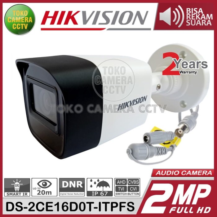 KAMERA CCTV OUTDOOR HIKVISION 2MP MIC AUDIO DS-2CE16D0T-ITPFS