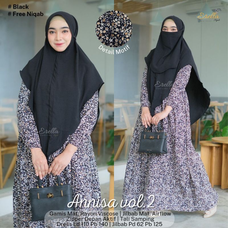 ANNISA Vol.2.3 SYARI SET ORI ERELLA | Set Gamis+Khimar