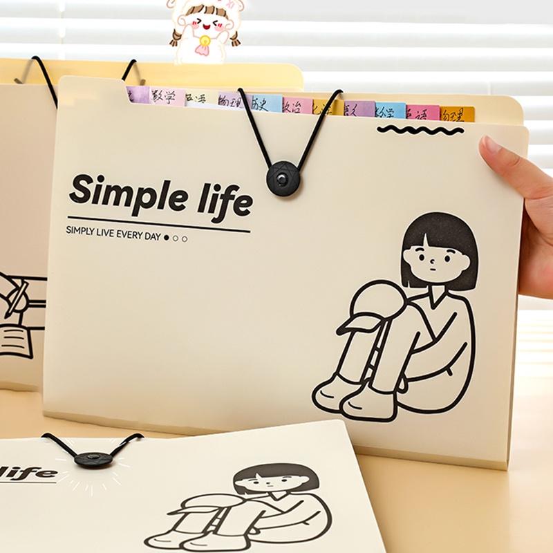 5slot Kapasitas Besar A4 Simple Life Series Tas Penyimpanan File Kantor Sekolah Akordeon Type Multi-Layer Dokumen Folder