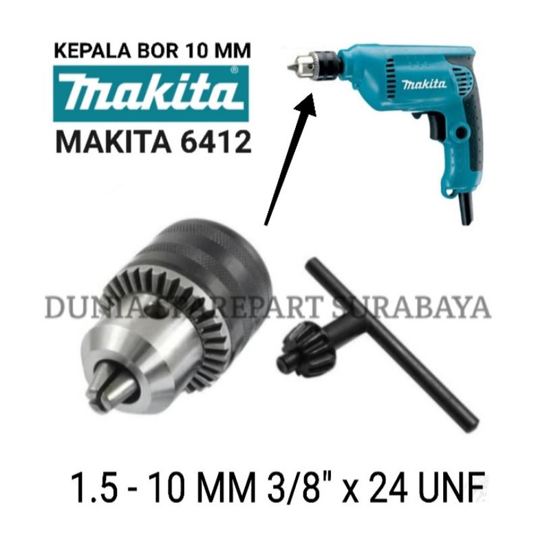 Sparepart Makita 6412 Kepala Bor 10mm Drat Drill Chuck 3/8 Inch UNF Murah Bagus Hower Mesin Bor Suku