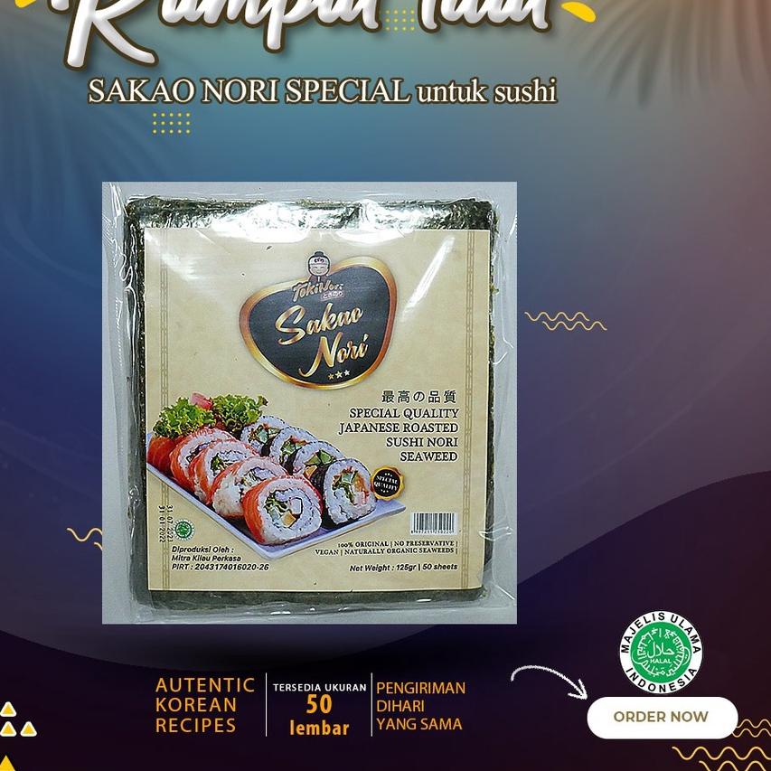 

➢ Special Sakao Nori Sushi Nori Seawees 125 Gram Kimbab Roasted Seaweed ♕