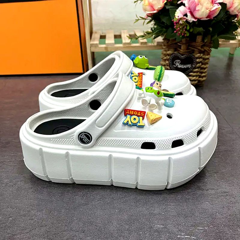 Sandal Wedges Slop Baim Jibbitz Tebal Import / Sandal Sepatu Wanita Slop Baim Tinggi