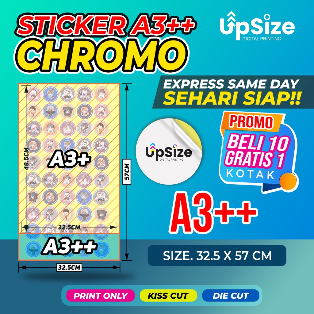 

EXPRESS SAME DAY | 1 HARI SIAP | CETAK STIKER CROMO A3++ SIZE BESAR 57x32.5CM LABEL KEMASAN A3+ CUT | LABEL KEMASAN | LABEL USAHA MAKANAN