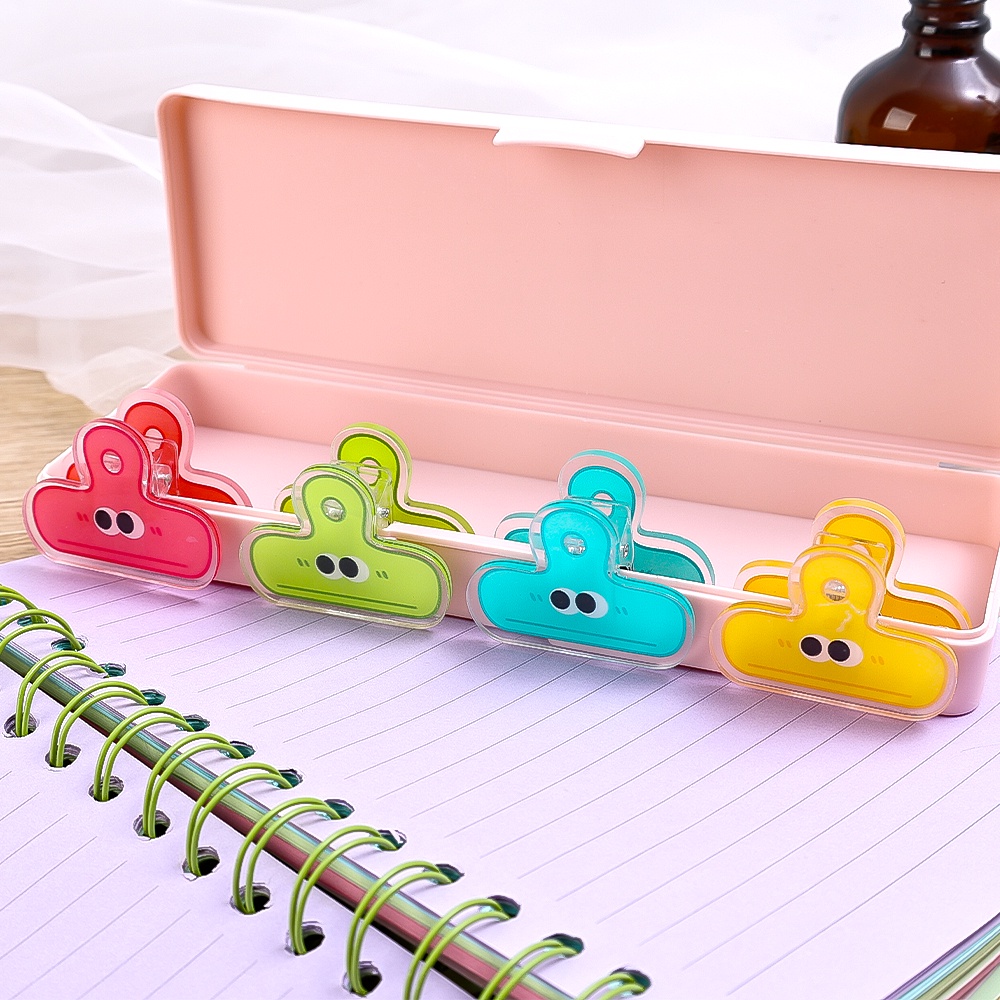 Folder Penyimpanan Warna Akrilik Multi Fungsi 4warna Kartun Kreatif Mata Besar Dokumen Binding Folder Organizer Data Kantor Universal