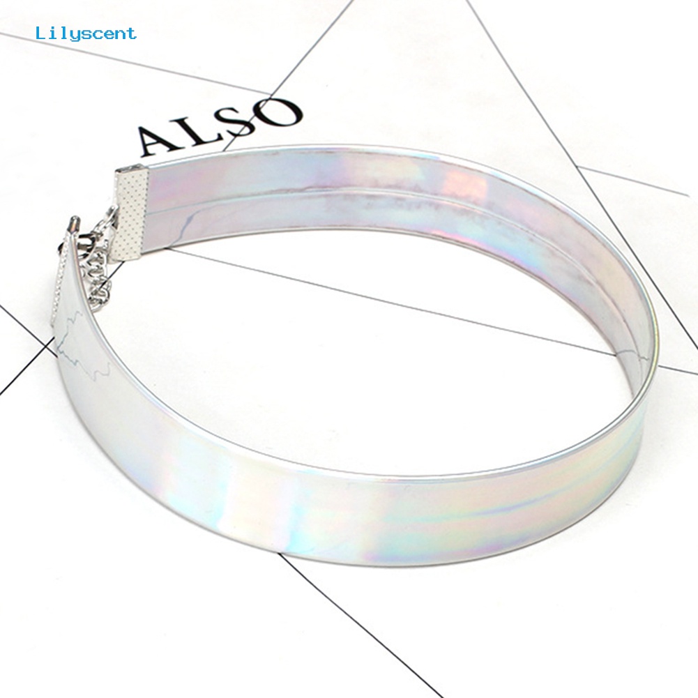 [LS] Warna-warni Hologram Choker Kerah Kalung Laser Punk Perhiasan Pesona Lady Hadiah