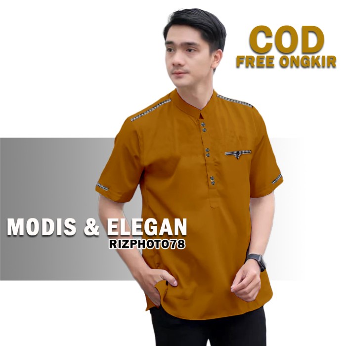 pStore88 - Baju Koko Alwi Atasan Muslim Pria Lengan Pendek Size M L XL XXL 1991