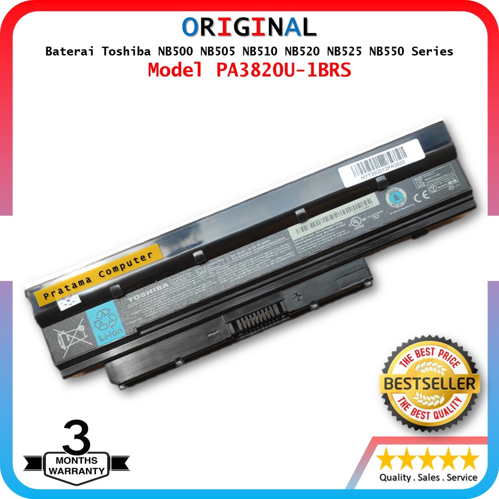 Baterai NetBook TOSHIBA Mini NB500 NB505 NB510 NB520 NB525 NB550 Model PA3820U-1BRS Original
