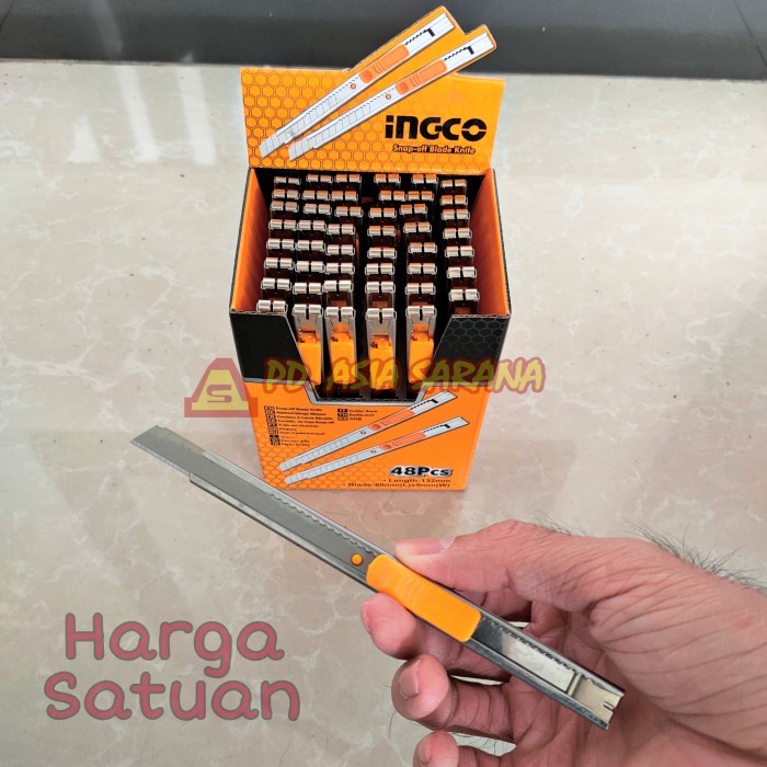 

Box Cutter Small 9mm INGCO HKNS1806 Auto Lock Slim Knife Kecil Retract