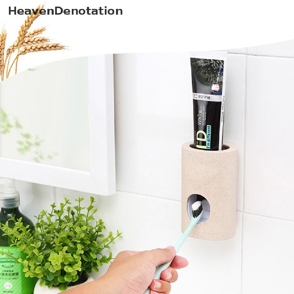 [HeavenDenotation] Wheat Straw Dispenser Pasta Otomatis Tabung Putih Rolling Tooth Paste Press Modern Squeeze Hiasan Dinding Odol Pemeras HDV