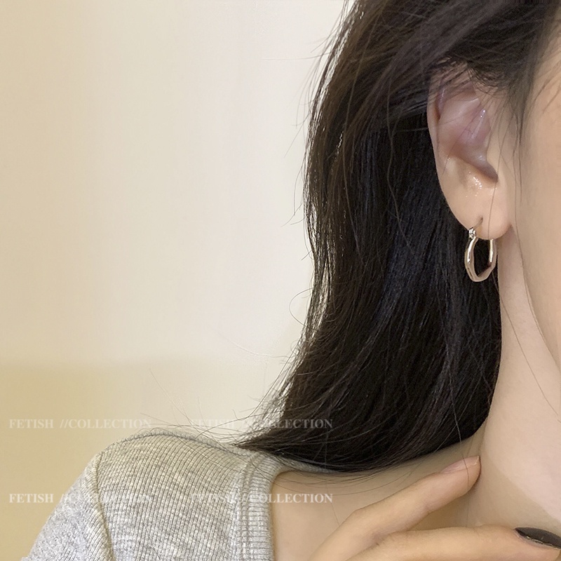 Kami Bunga Minimalis s925 Perak Polos Logam Hoop Anting Untuk Wanita Pria Chic Lingkaran Bulat Anting-Anting Sederhana Fashion Telinga Perhiasan Aksesoris