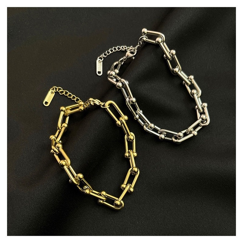 Gelang Rantai Bahan Stainless Steel Bentuk U Untuk Wanita