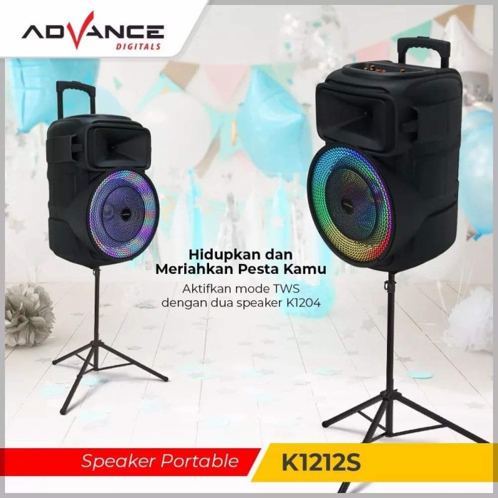 SPEAKER KARAOKE ADVANCE 12&quot; K-1212S  SPEAKER BLUETOOTH KARAOKE 12 INCH K1212 S GARANSI RESMI