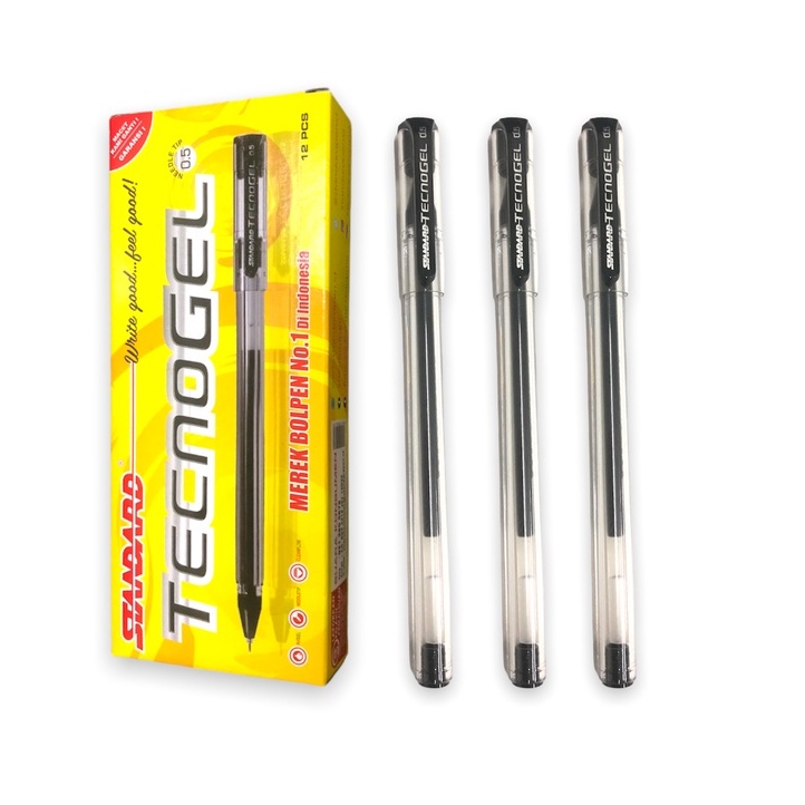 

Pulpen Tecnogel Standard Ukuran 0,5 mm / Pulpen Gell Standar Tinta Hitam Lusinan - SHABG