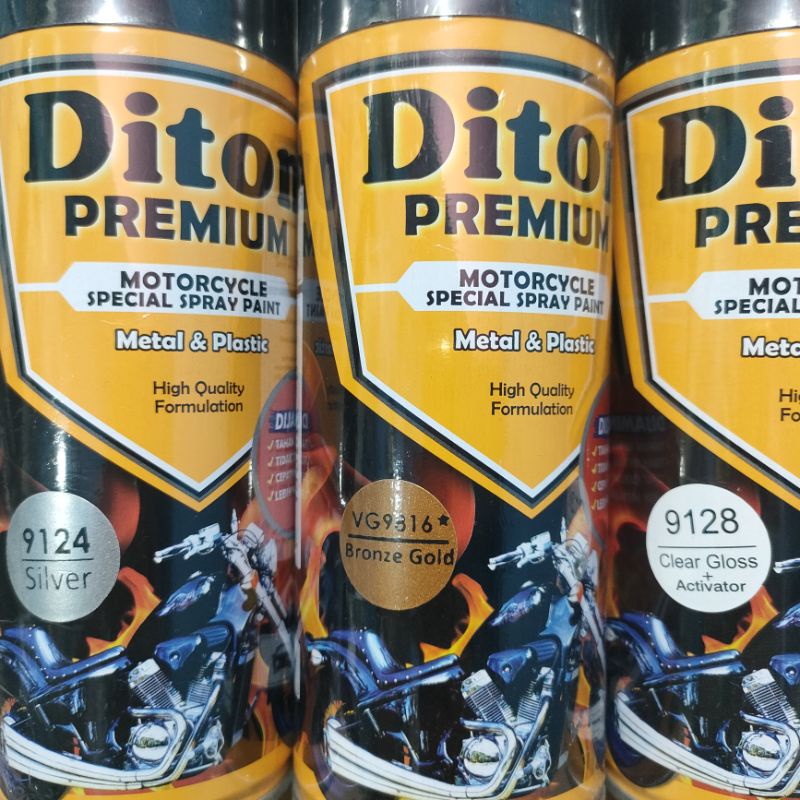 Diton Premium Paket Lengkap 3 Kaleng 400cc Bronze Gold 9816  Clear Glossy 9128 Pilox Pilok Cat Semprot Spray Paint