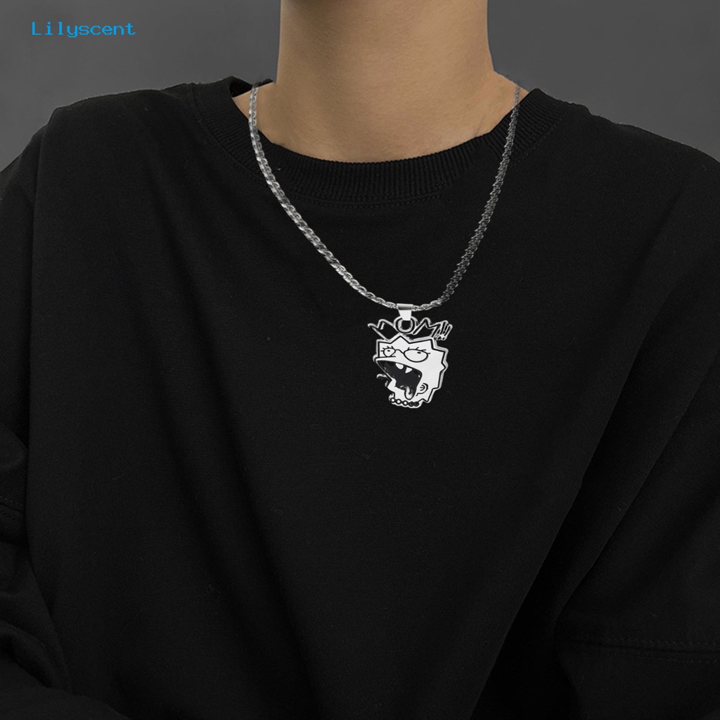 [LS] Liontin Kalung Adjustable Ringan Mudah Dipakai Alergi Gratis Lucu Hias Titanium Steel Hip Hop Kalung Dengan Liontin Kartun Hadiah Untuk Remaja