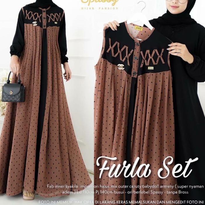 ✤ gamis outer 2 in 1 furla ukuran jumbo ld up 140 gamis populer terbaru 2022 ✻