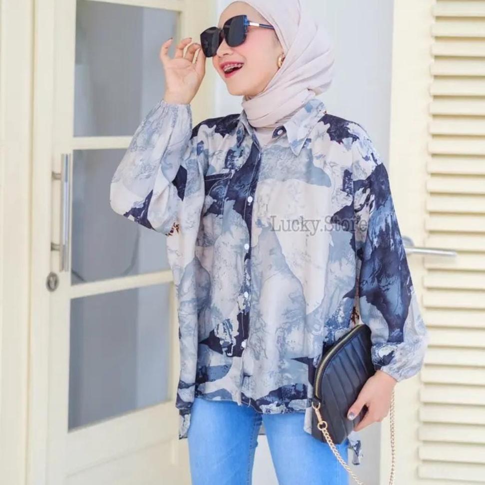 PALING LARIS Kemeja Wanita Oversize Kancing Pools / Pakaian Atasan Cewek Korea Style / Kemeja Katun