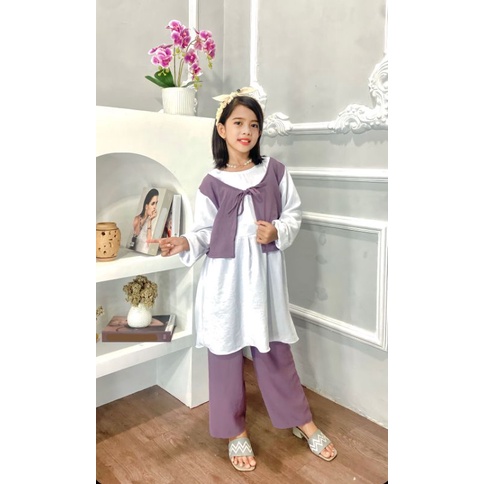 Setelan anak crinkle rompi/setelan rayon anak/setelan muslim