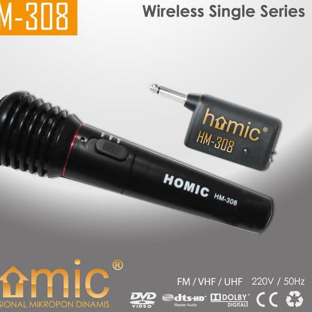 ♩ HOMIC HM-308 MIC KAROKE 2 FUNGSI BISA TANPA KABEL DAN DENGAN KABEL / MIC WIRELESS ✸