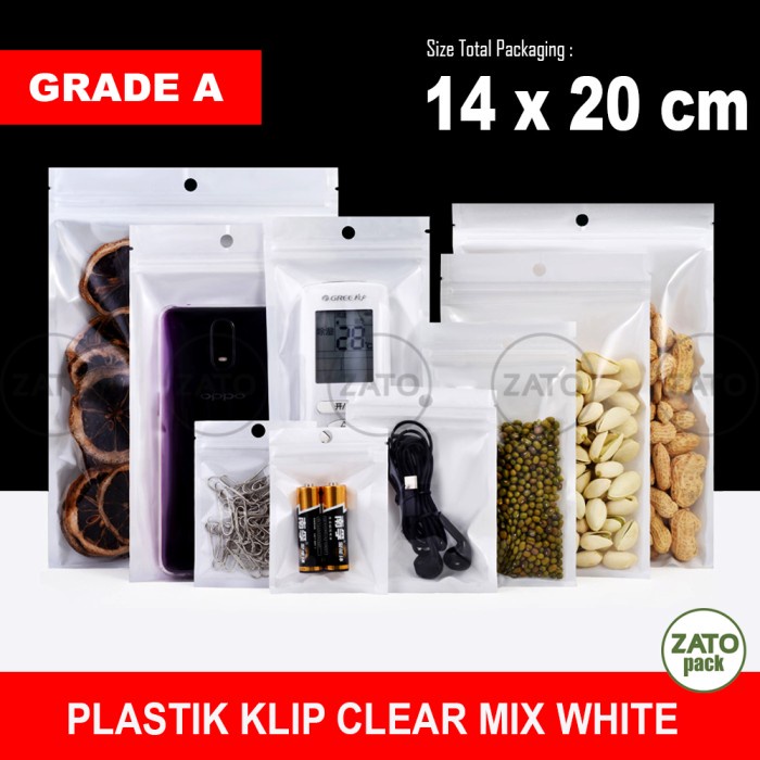 

new sale !!! plastik aksesoris ziplock 14x20 cm plastik klip putih zipper segel