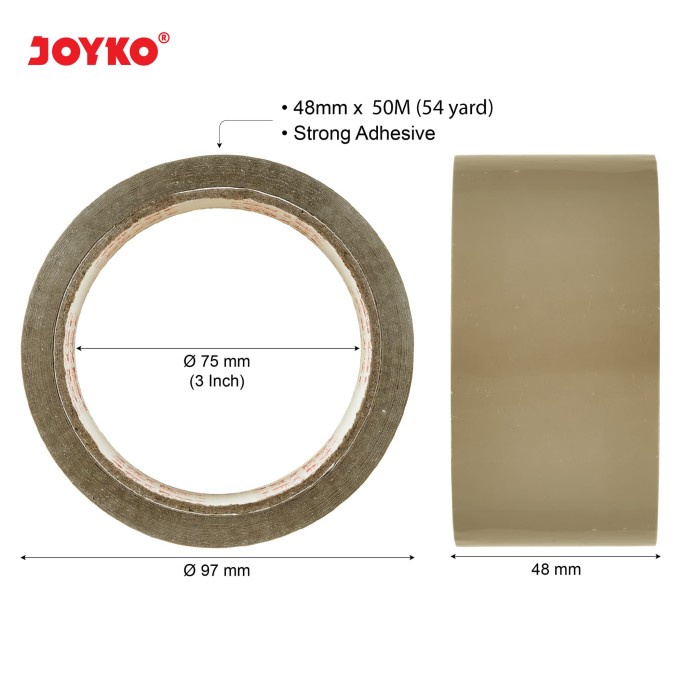 Lakban Coklat Joyko OPP Tape OPP-2A-50 48 mm x 50 m meter (54 yard)