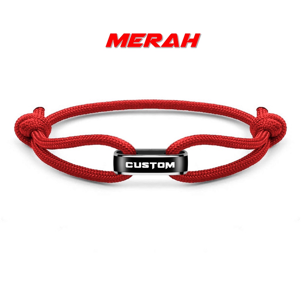 GELANG PARACORD CUSTOM NAMA TULISAN RING OVAL FLAT STAINLESS STEEL MODEL SIMPLE ADJUSTABLE