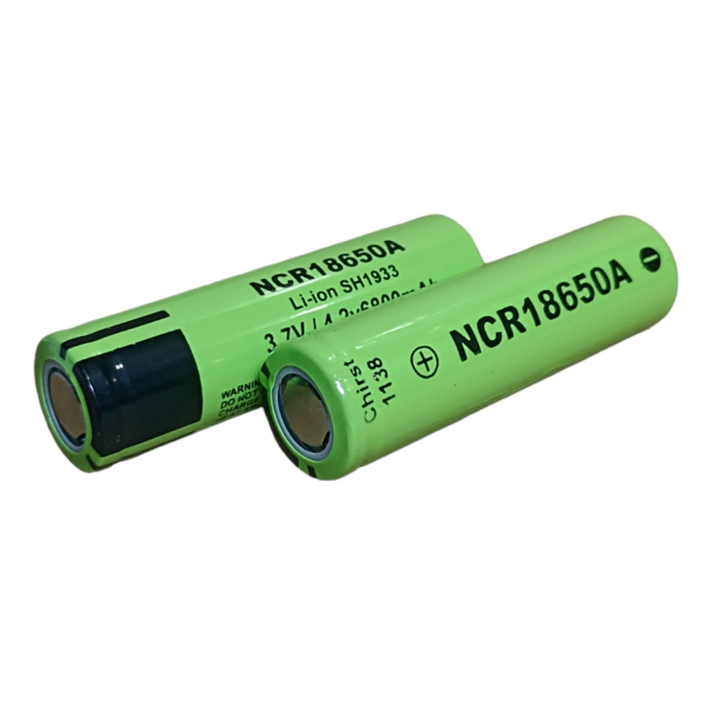 Baterai NCR 18650 Li-ion 3.7v/4.2v - 6800mAh Warna Hijau Plus Ceper Paket Isi 2pcs