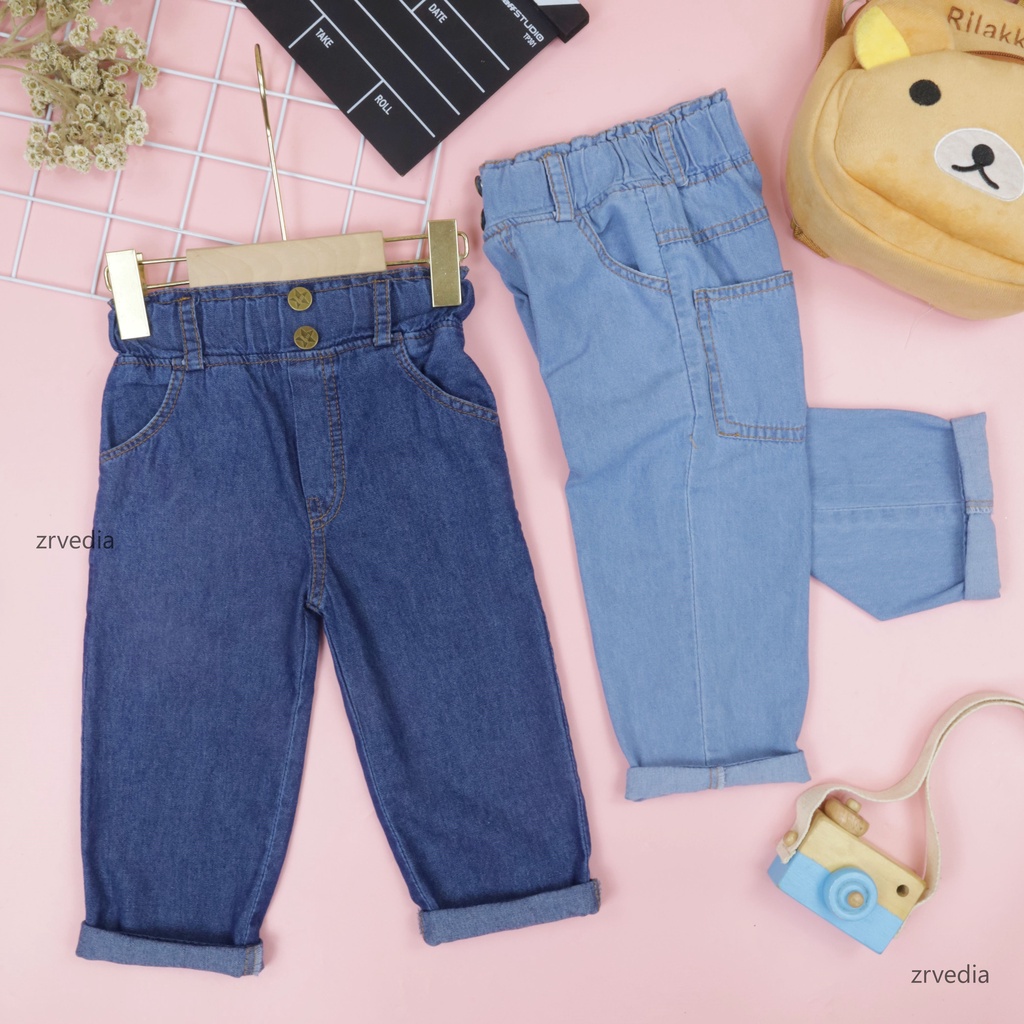 (1-5 Tahun) Anya Denim Highwaits Anak Perempuan / Celana Boyfriend Jeans Celana Panjang Baggy Pants Jins Levis Lepis Korea Kualitas Import Anak Cewek Kiosbalitaaprillia