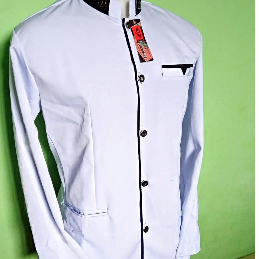 Ω PAKAIAN MUSLIM PRIA JASKO HITAM LIS BIRU KODE HL66 / PROMO JASKO TERMURAH / JAS PRIA / KOKO PRIA /