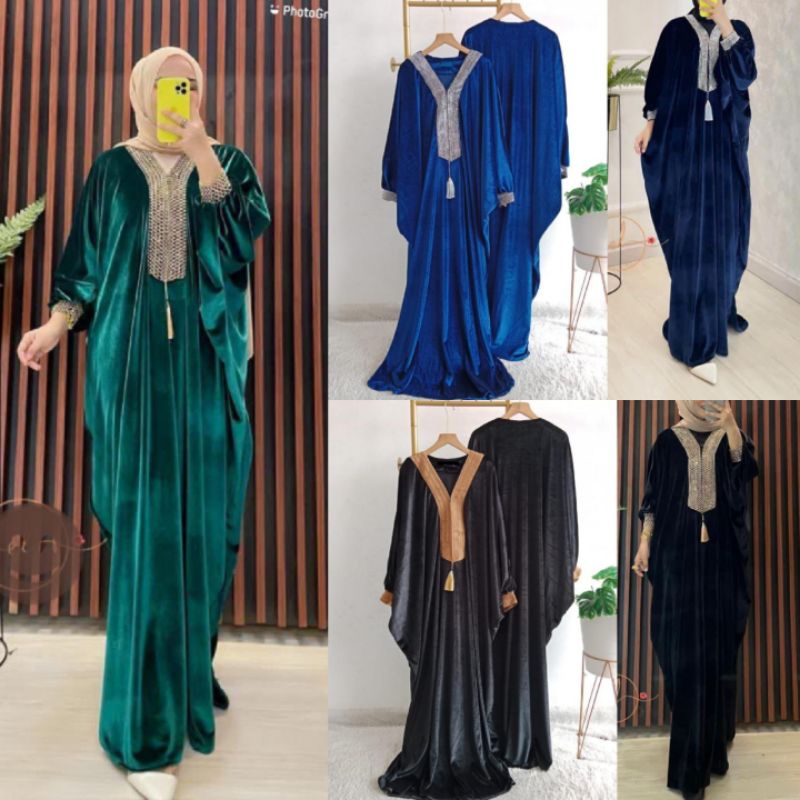 KAFTAN BLUDRU M4RTIN STRECH RENDA / KAFTAN WANITA / DRESS KEKINIAN / BAJU LEBARAN / OOTD HIJAB / FAS