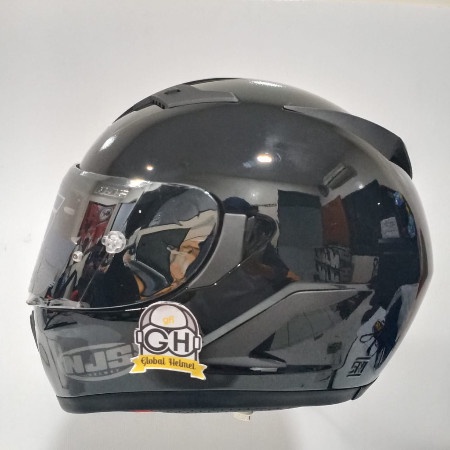 Terlaris Helm Full Face Njs Shadow Solid Double Visor Black