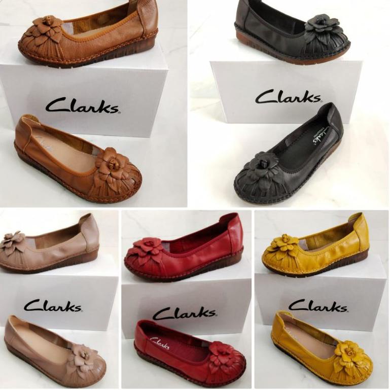 MURAH MERIAH Sepatu Wanita Clarks Flower 875 Flat / Sepatu Kulit Wanita / Sepatu Flat Wanita