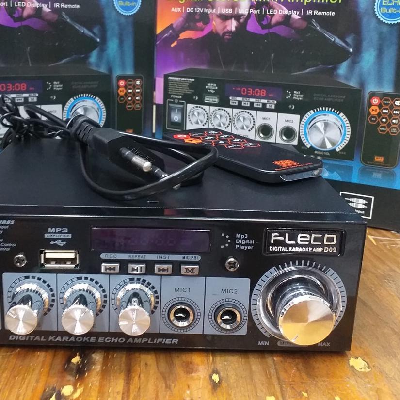 ➢ COD POWER AMPLI DIGITAL STEREO MINI 12V/USB/MP3 PLAYER FLECO D-09 // POWER AMPLIFIER KARAOKE DIGIT